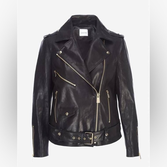 Anine Bing vintage black leather jacket with gold detailing - Picture 2 of 4
